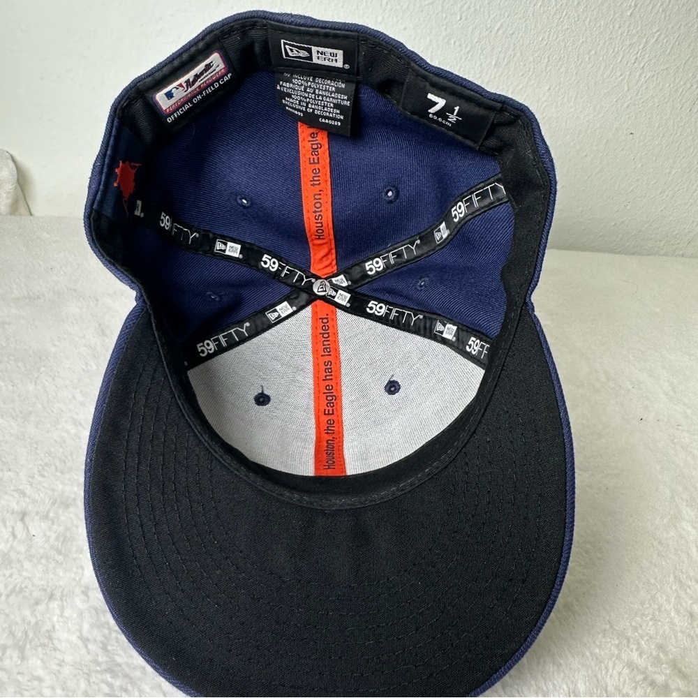 New Era Navy Blue Hat with White and Orange Logo Fitted 7.5 - Picture 7 of 12